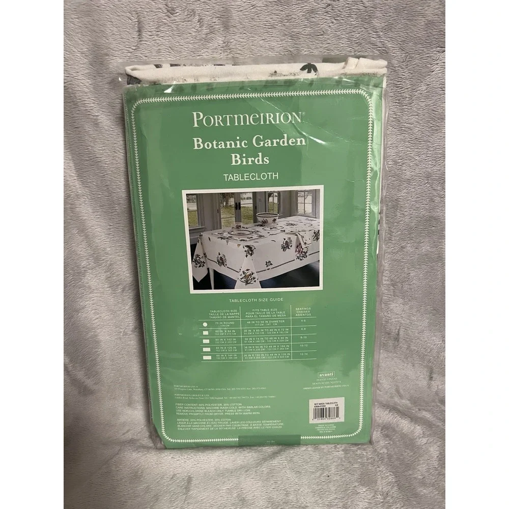 PORTMEIRION BOTANIC GARDEN Birds Cream Tablecloth 70